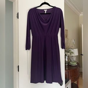 Soma Purple Dress Long Sleeved Draped Neck Nightgown or Dress